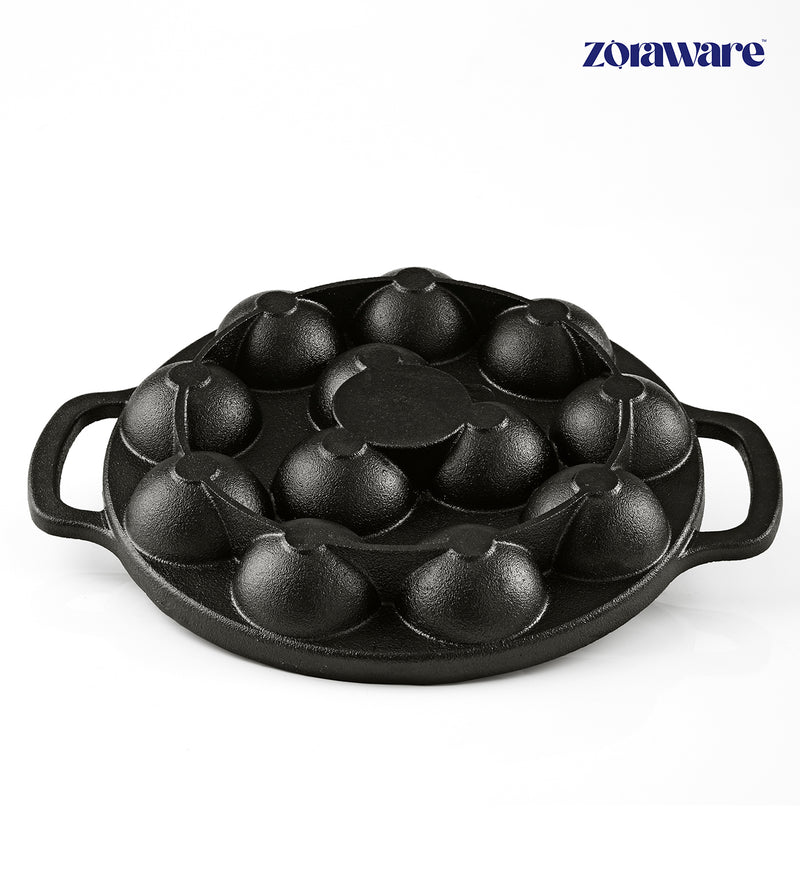 ZORAWARE VINTAGE CAST IRON APPAM PAN 12 CAVITY 26 CM/ 3 KG