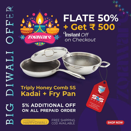 Honey Comb Triply Kadai + Fry Pan Cookware Set