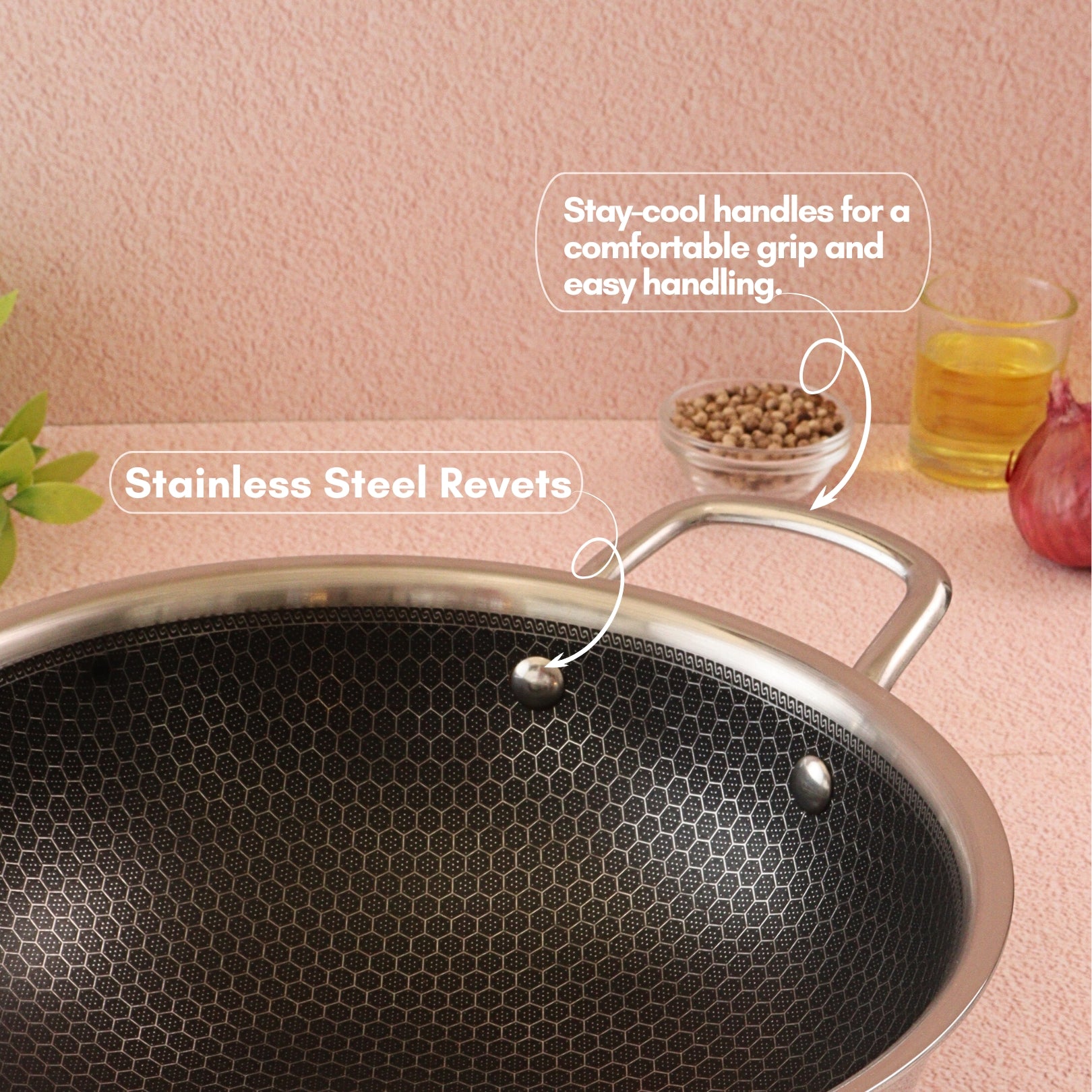 Triply Honey Comb Kadai l Free Lid l Induction Compitable