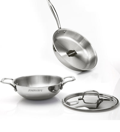 Triply Kadai - Fry Pan Cookware Set l Induction Compatible l 5 Year Warranty l Free Tea Pan