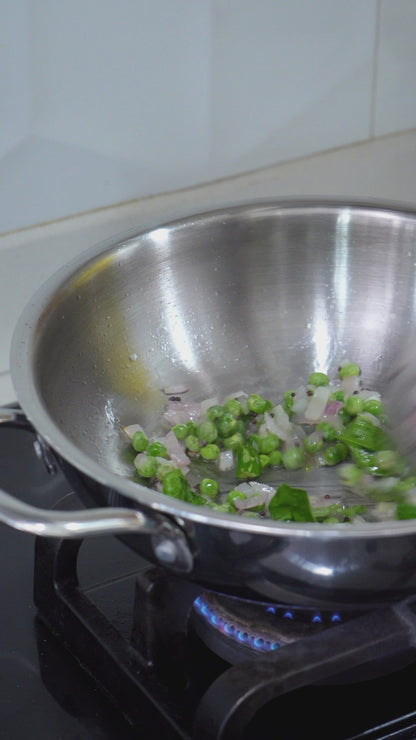Triply Stainless Steel Kadai, Works on Induction & Gas, 5-Year Warranty
